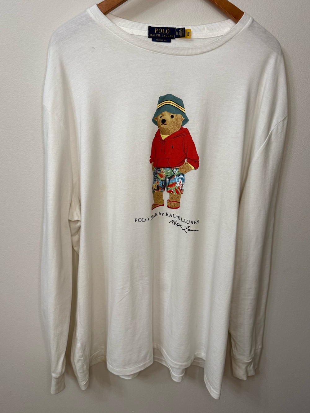 Polo Ralph Lauren Polo Bear Long Sleeve Shirt XL White Classic Fit